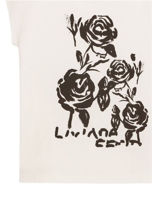 T-shirt donna Liviana Conti bianca e marrone con stampa fiori LIVIANA CONTI | F6SW64A010